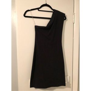 One shoulder black dress